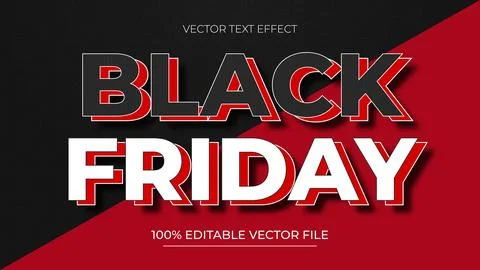 Black Friday Sale Text Effect on black background Stock Illustration