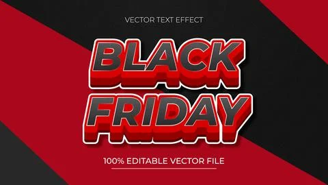 Black Friday Sale Text Effect on black background Stock Illustration