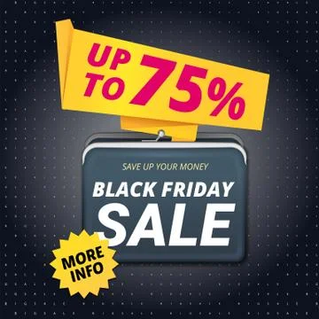 Black friday sale vector banner template design with a wallet for money and text Illustrazione stock