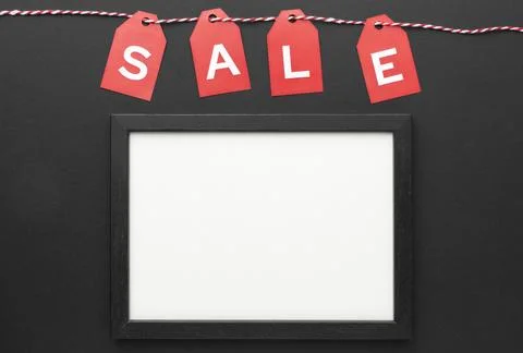 Black friday sales elements composition with empty frame 스톡 사진
