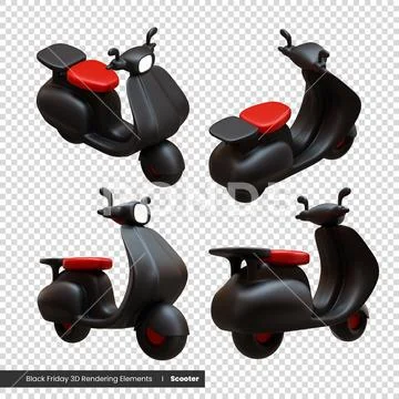Black Friday Scooter 3d rendering elements PSD Template