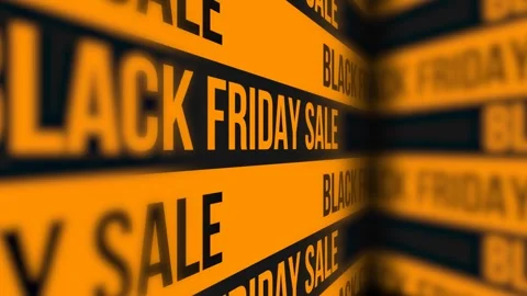 Black Friday  seamless loop dynamic typography background black and orange Stock Footage 255421618