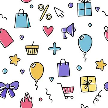 Black friday seamless pattern with doodle vector illustration Illustration