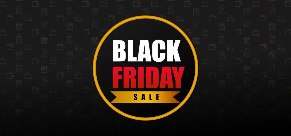 Black friday with seamless pattern shopping background Illustrazione stock