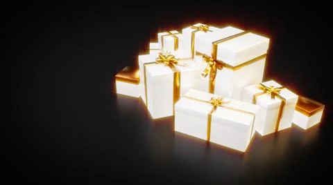 Black friday sell-out backdrop - gift boxes - abstract 3D rendering Illustrazione stock