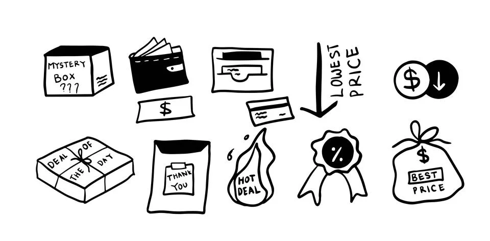 Black Friday Set Illustration | Vector for Shopping and Sales Designs Stock-Illustration
