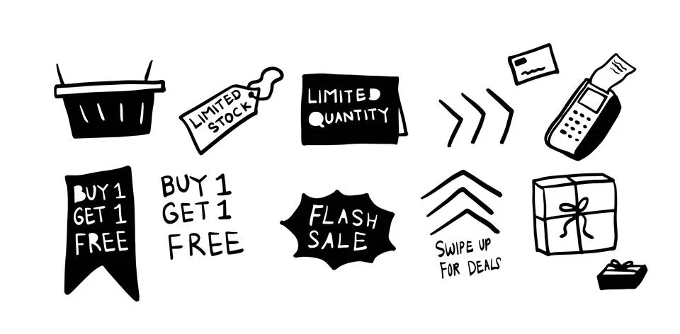 Black Friday Set Illustration | Vector for Shopping and Sales Designs Stock-Illustration