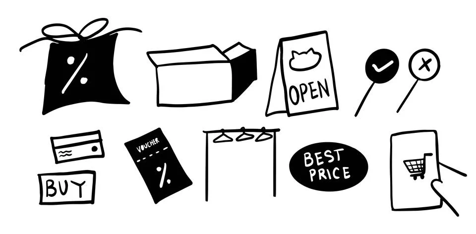 Black Friday Set Illustration | Vector for Shopping and Sales Designs Stock Illustration