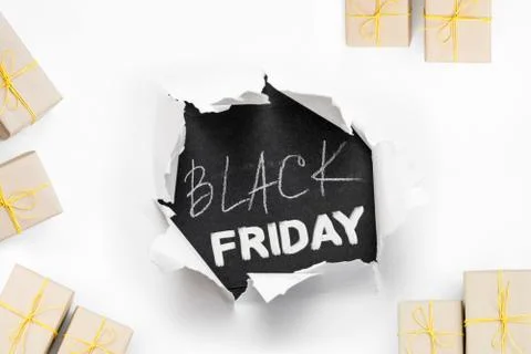 Black friday shopping sale discount gift boxes Stock Photos