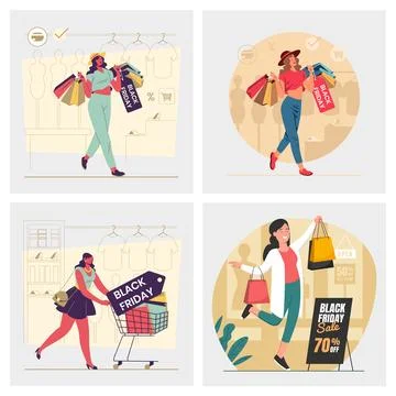 Black Friday Shopping Vector Design Stock Illustration