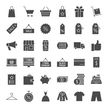 Black Friday Solid Web Icons Stock Illustration