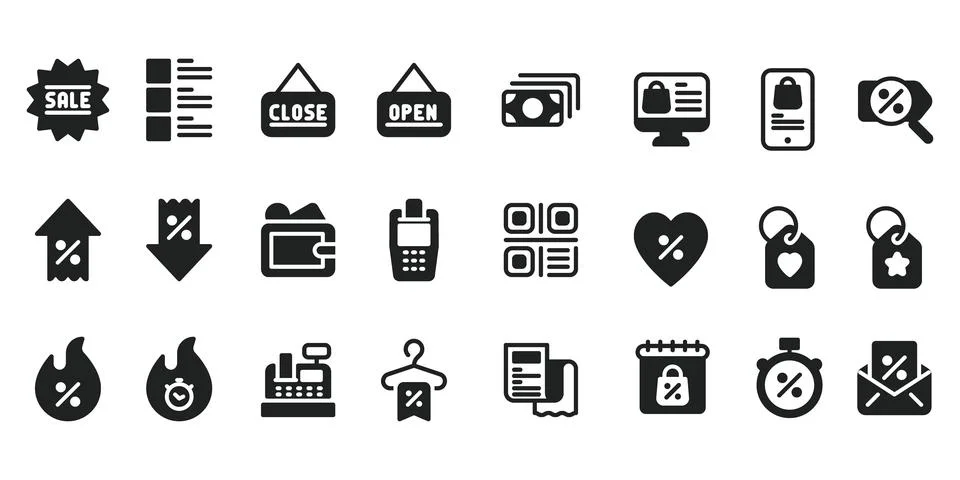 Black Friday Solid Web Icons Stock Illustration