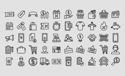 Black Friday Solid Web Icons Stock Illustration