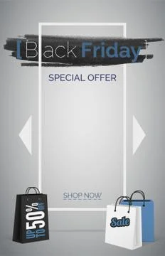 Black friday special offer web banner vector template Stock Illustration
