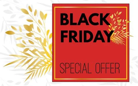 Black Friday Special offer web Horizontal Fashion Banner. Luxury Gold maple l Stock Illustration
