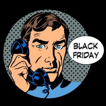 Black Friday support by phone Stock Illustration