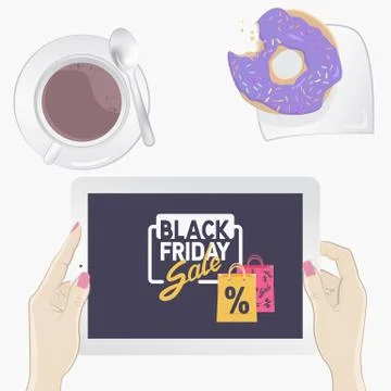 Black Friday tablet. Isolated on a white background Stock Illustration
