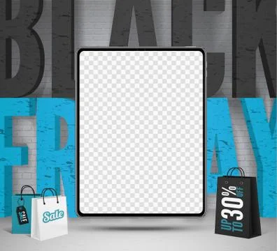 Black friday tablets sale vector banner template Stock Illustration