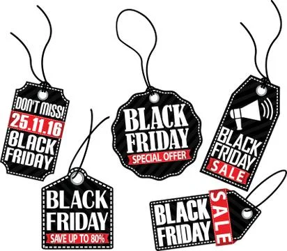 Black friday tag set, vector illustration Stock Illustration
