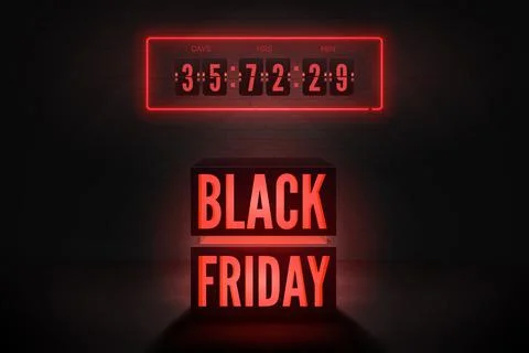 Black Friday tech sale countdown vector banner template Stock Illustration