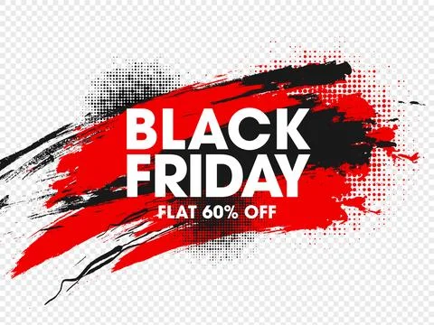 Black Friday Text with 60% Discount Offer and Brush Stroke Halftone Effect .. Stock Illustration