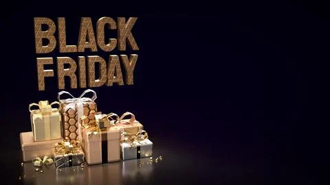 The Black Friday text and gift box for offer or advertising concept 3d rend.. Stock Photos