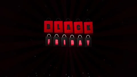 Black friday text animation with red shopping bags on dark background motio.. Stock Footage 342784399