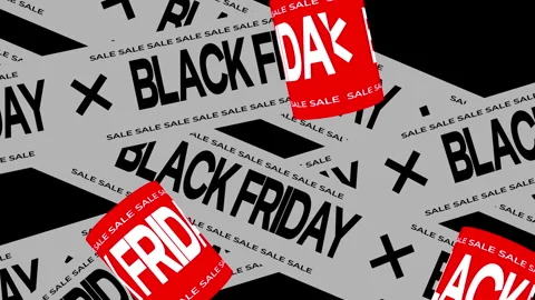 Black friday text animation, in strips band style. 4k video.  Stockbeeldmateriaal 316781464