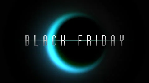 Black Friday text with blue moon in galaxy Stock Footage 217420498