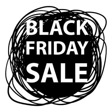 Black friday text on hand drawn black line circle shape Stock Illustration