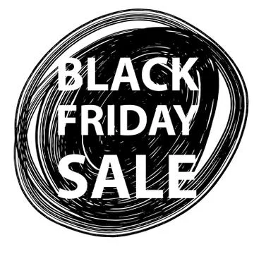 Black friday text on hand drawn black line circle shape Stock Illustration