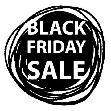 Black friday text on hand drawn black line circle shape Stock Illustration