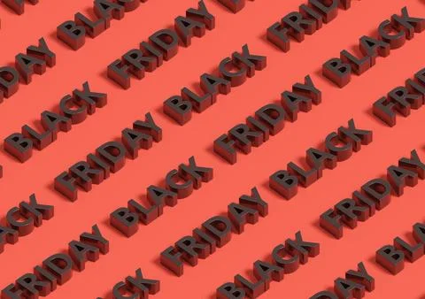 Black Friday text isometric seamless pattern. 3d illustration. Stock Illustration
