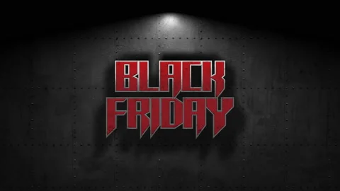 Black Friday text with light from bulb on steel wall in night street Stock Footage 217420779