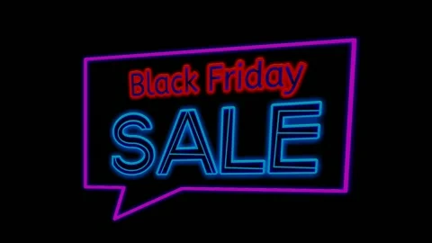 Black Friday text neon light in speech bubble modern frame border Stock Footage 270346439