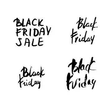 Black Friday text set. Handwritten brush lettering for promotion. Stock Illustration