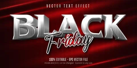Black friday text, silver style editable text effect Stock Illustration
