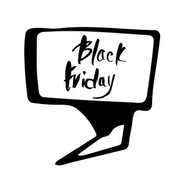 Black Friday text with speech bubble decoration. Handwritten lettering for pr Stock Illustration
