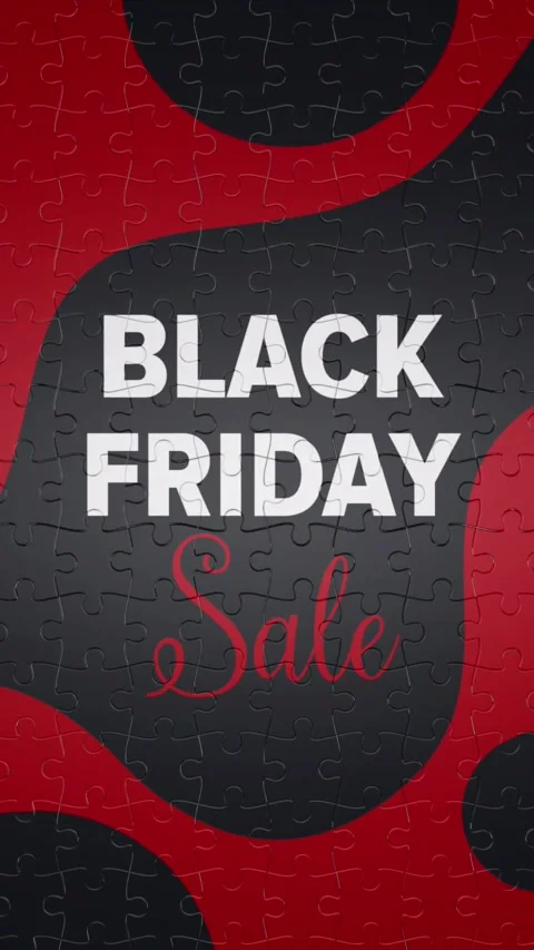 Black Friday transition with puzzles on alpha Stock Footage 321004657