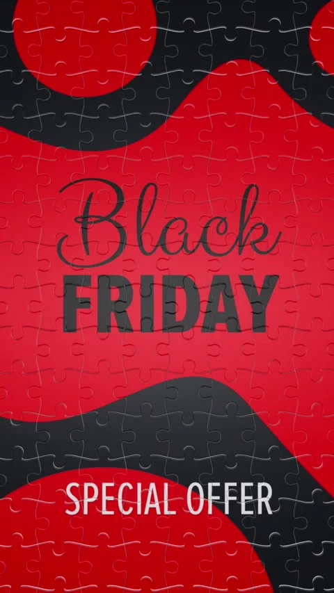 Black Friday transition with puzzles on alpha Stock Footage 321072716