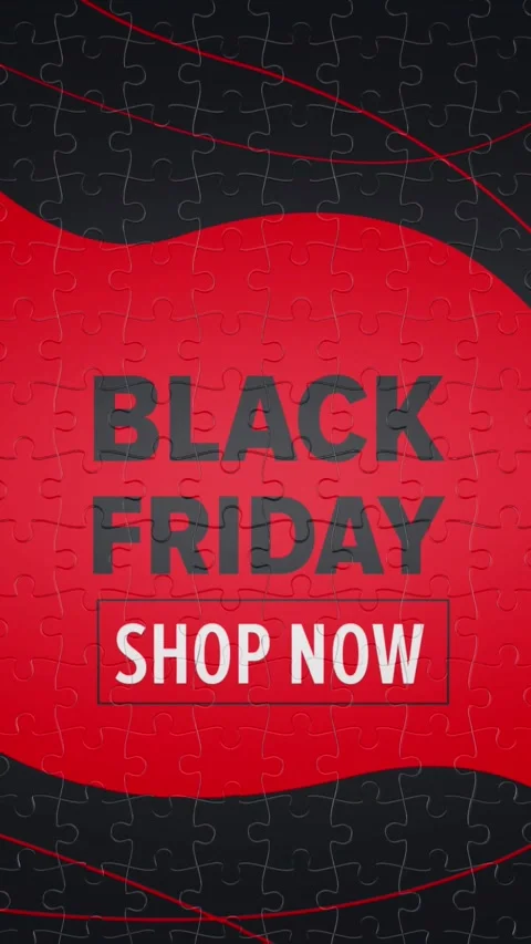 Black Friday transition with puzzles on a transparent alpha channel background Stock Footage 321010737