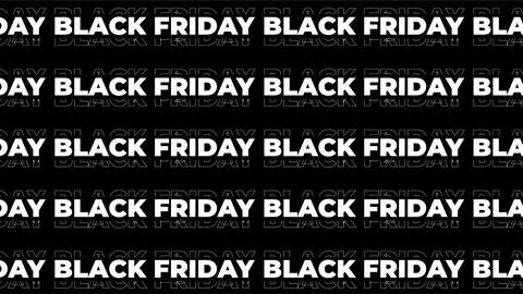 Black Friday typographic pattern seamless banner on dark background with bo.. Stock Illustration