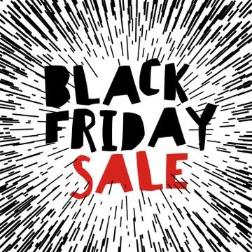Black Friday Typography. Rays background. Illustrazione stock
