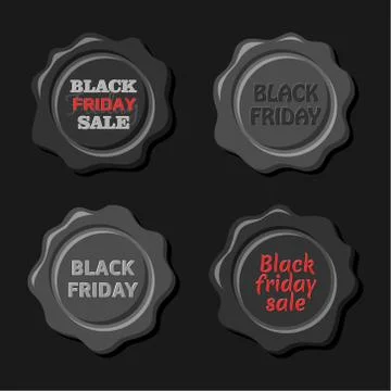 Black friday vector set of black wax stamps Stock Illustration