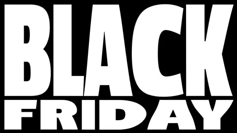 Black Friday white letters full screen. Simple stylish animation of letters.. 스톡 동영상 283482893