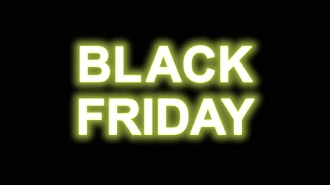 Black Friday white text on black background. Motion of neon green yellow light Stock Footage 234182462