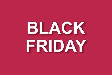 Black Friday white text with shadow on red magenta background. Stock Illustration