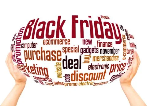 Black Friday word cloud sphere concept Stockillustratie