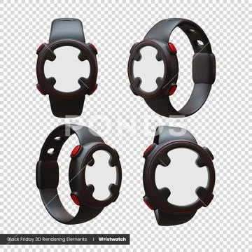 Black Friday Wristwatch 3d rendering elements PSD Template
