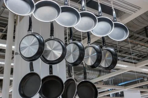 Black fried pans Stock Photos